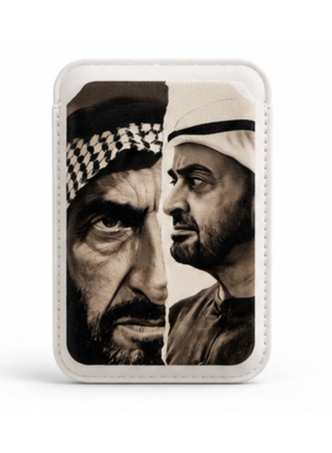 PU Leather Magnetic Card Wallet with Emirati Portrait Design for Magnetic Phone Cases, 3-Card Capacity - Image 1