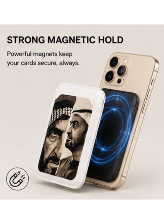 PU Leather Magnetic Card Wallet with Emirati Portrait Design for Magnetic Phone Cases, 3-Card Capacity - Image 2