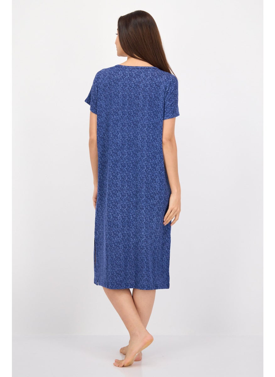 Christian Siriano Women Heather Short Sleeves Sleepwear Dress, Navy  - Image 4
