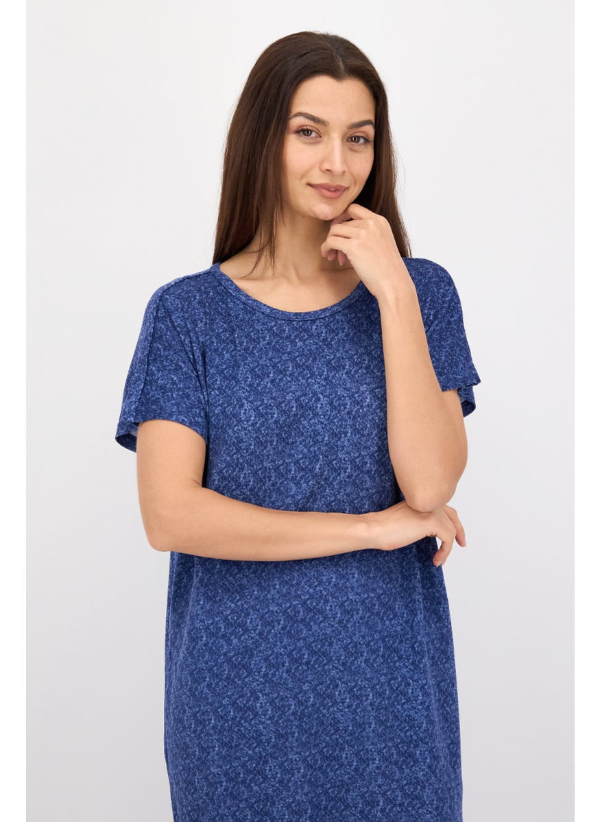 Christian Siriano Women Heather Short Sleeves Sleepwear Dress, Navy  - Image 2