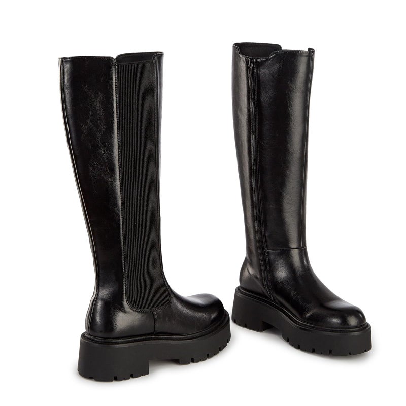 YZ Women's Knee High Boot Comfortable Platform Lug Sole Round Toe Side Zipper Fashion Dress Boots (Black, US Adult, Adult, Women, 7, Numeric, US Footwear Size System, Medium) - Image 5