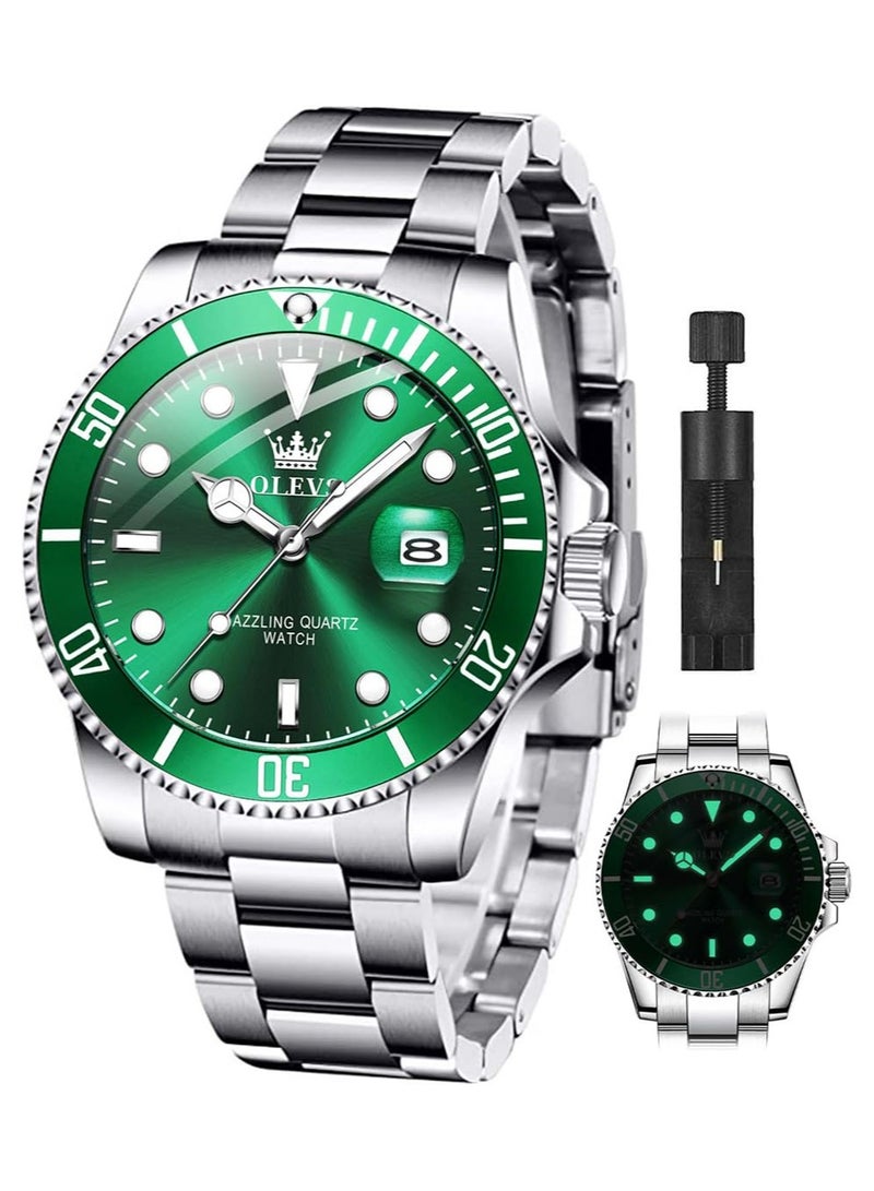 OLEVS Classic Big Face Wrist Watches,Men Business Watches Dress Watch with Day Luminous Men Stainless Steel Wristwatch - Image 1