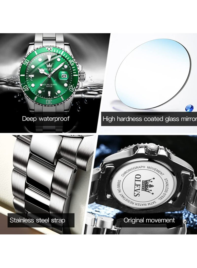 OLEVS Classic Big Face Wrist Watches,Men Business Watches Dress Watch with Day Luminous Men Stainless Steel Wristwatch - Image 5