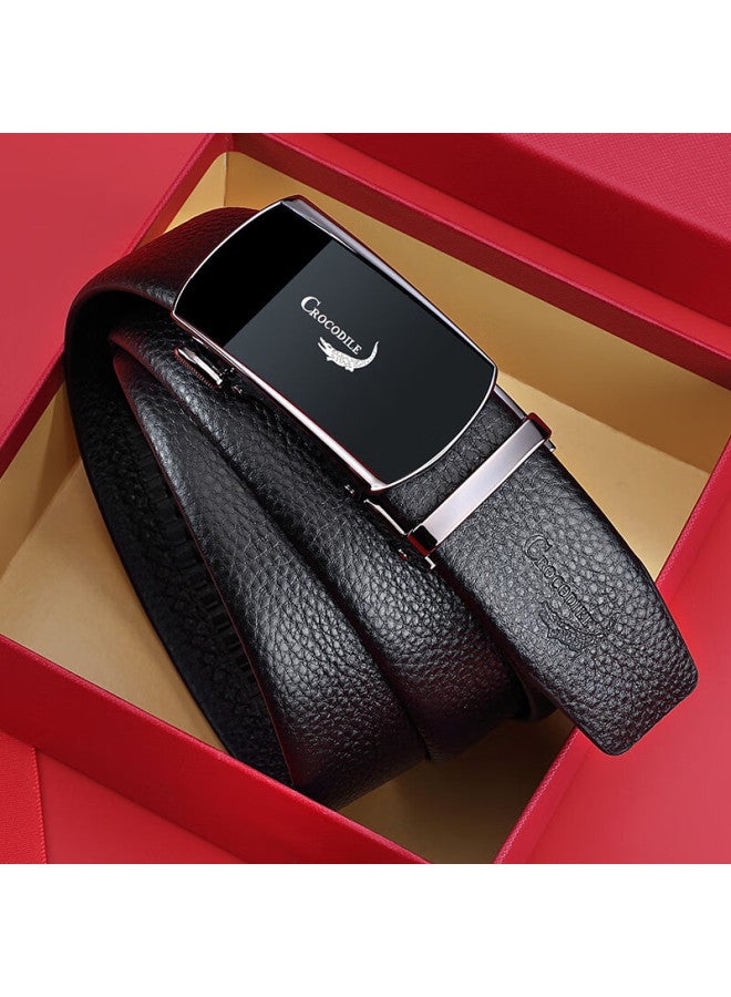 Crocodile New Year Gift, Top-grain Leather Business Belt For Men, Automatic Buckle Belt, Birthday Present For Me - Image 2