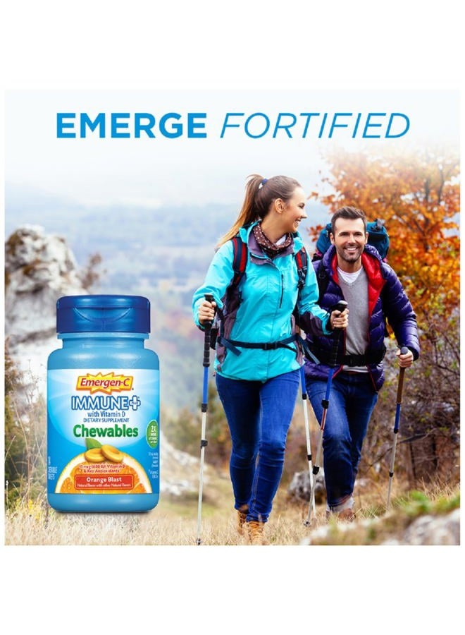 Emergen-C Immune+ Chewables 1000mg Vitamin C with Vitamin D Tablet, Immune Support Dietary Supplement for Immunity, Orange Blast Flavor - 42 Count - Image 2