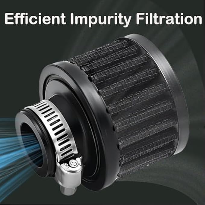 3DSKY 18mm Cold Air Intake Filter, Automotive Cold Air Breather Filter with Adjustable Clamp, Car Valve CoverTurbo Vent Cleaner Accessory, Fits for Car Motorcycle (Black) - Image 2