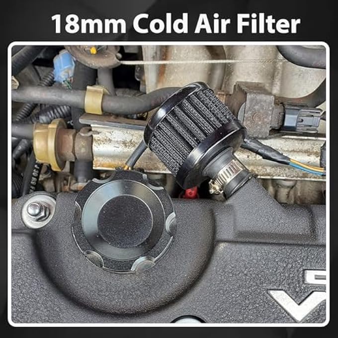 3DSKY 18mm Cold Air Intake Filter, Automotive Cold Air Breather Filter with Adjustable Clamp, Car Valve CoverTurbo Vent Cleaner Accessory, Fits for Car Motorcycle (Black) - Image 5