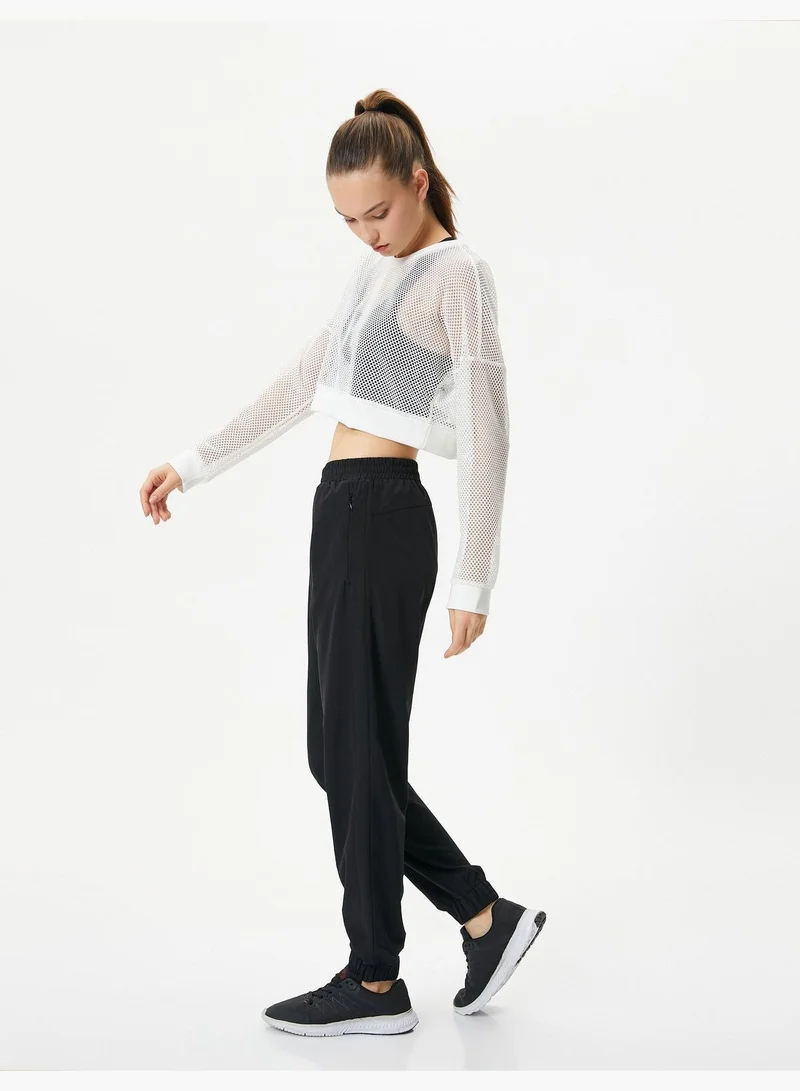 KOTON Jogger Sweatpants High Rise Relax Cut Zipper Pocket Detail