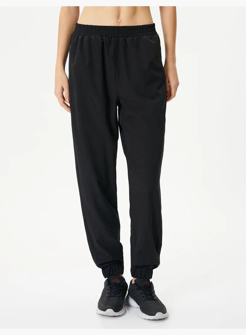 KOTON Jogger Sweatpants High Rise Relax Cut Zipper Pocket Detail