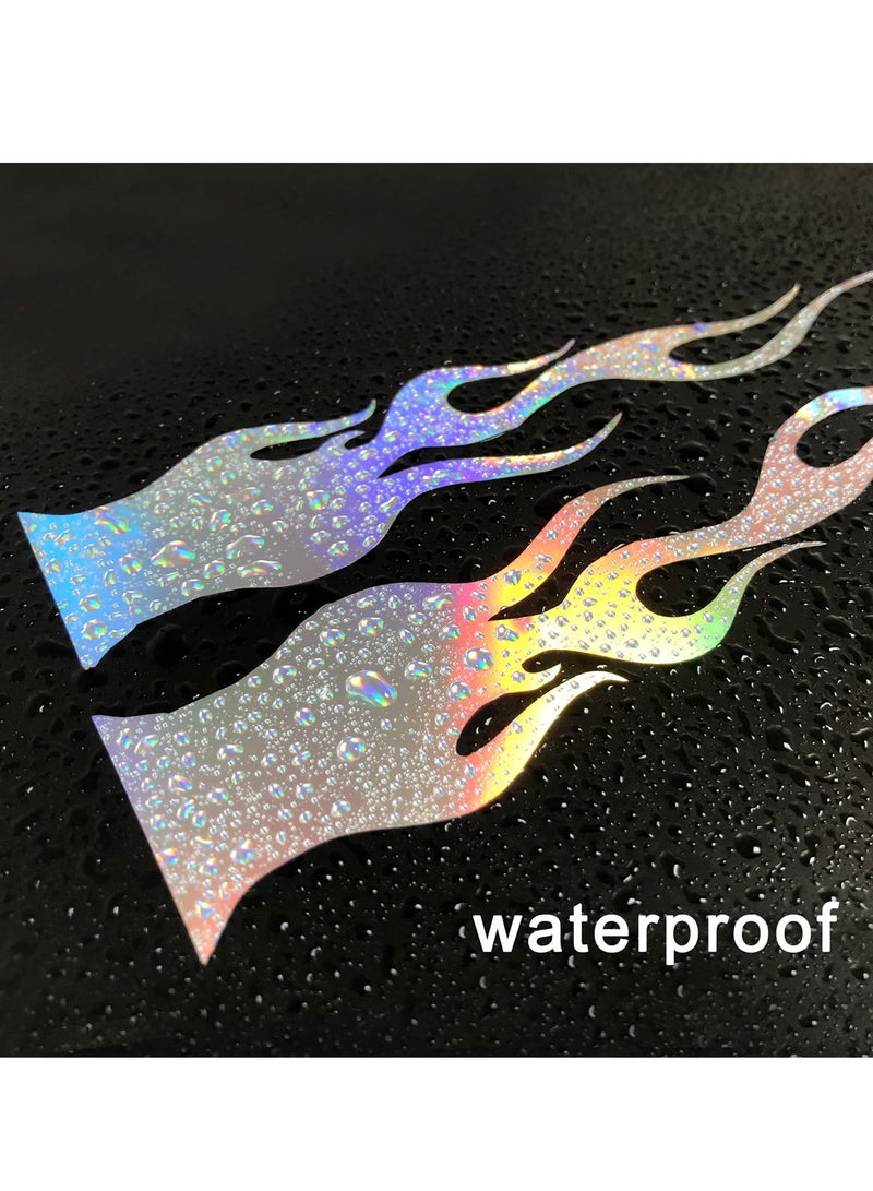 10 Pcs Vibrant Gradient Flame Reflective Car Stickers, Ideal for Golf Carts, Off-Road Vehicles, Motorcycles and DIY Decor, 5.7'' Racing Decals - Image 5