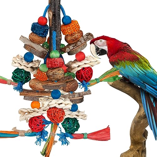 BBjinronjy Bird ToysParrot Toys Exciting Chewing Fun for ParakeetsCockatielsConuresLovebirdsAfrican Gray Cockatoos And Other Small MediumSized Parrot Natural Corn Cob Sturdy Nut old bark - Image 1