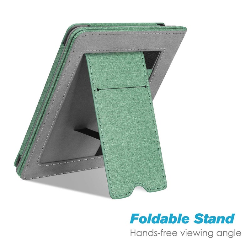 Fintie Stand Case for 6" Kindle Paperwhite (Fits 10th Generation 2018 and All Paperwhite Generations Prior to 2018) - Premium PU Leather Sleeve Cover with Card Slot and Hand Strap, Sage - Image 3