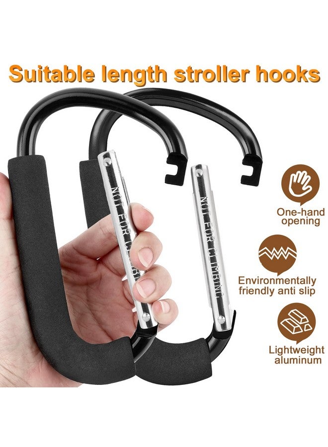 NEOACT 2 Pack Stroller Hooks,6.3" Large Stroller Clips,Stroller Hook for Hanging Diaper Bags and Shopping,Universal Stroller Accessories for Mommy,Large Carabiner Clip Heavy Duty - Image 1