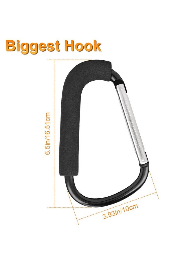 NEOACT 2 Pack Stroller Hooks,6.3" Large Stroller Clips,Stroller Hook for Hanging Diaper Bags and Shopping,Universal Stroller Accessories for Mommy,Large Carabiner Clip Heavy Duty - Image 3