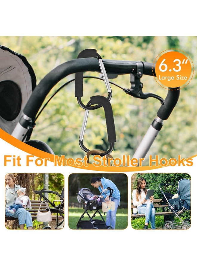 NEOACT 2 Pack Stroller Hooks,6.3" Large Stroller Clips,Stroller Hook for Hanging Diaper Bags and Shopping,Universal Stroller Accessories for Mommy,Large Carabiner Clip Heavy Duty - Image 2