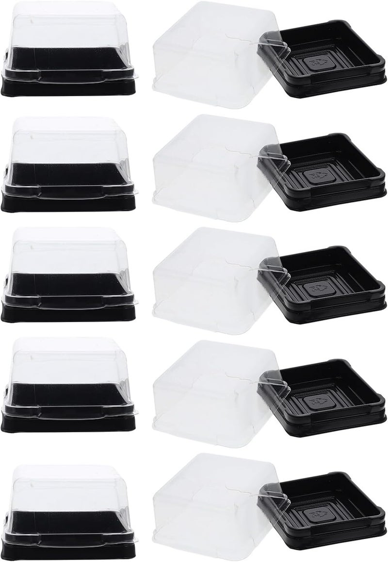 BESTonZON 100pcs Square 7.7x7.7x4.2cm Moon Cake Boxes with Insert Dessert Holder Egg-yolk Puff Packaging Disposable Bakery Take out Containers for Party and Home Use - Image 1