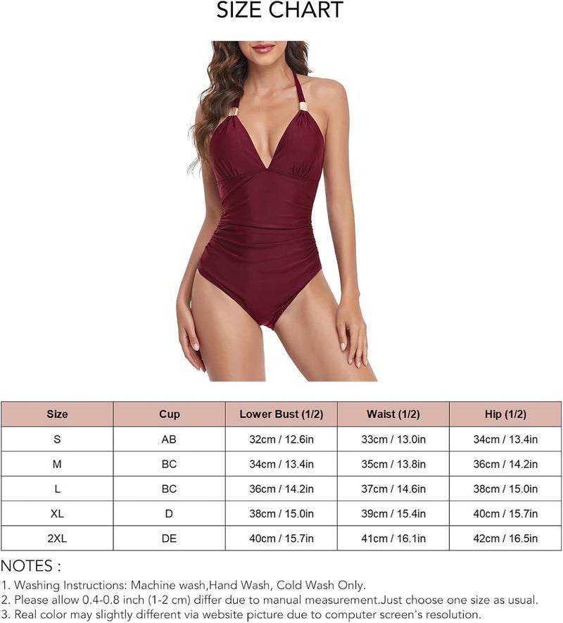 klarako Women One Piece Swimsuit Halter V Neck Backless Bathing Suit Tummy Control Slimming Swimwear for Beach Pool Party - Image 4
