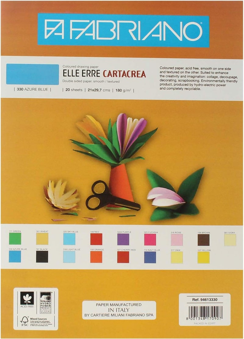 Fabriano Elle Erre Drawing Papers Elle Erre, 21x29.7 Cm - Azure Blue