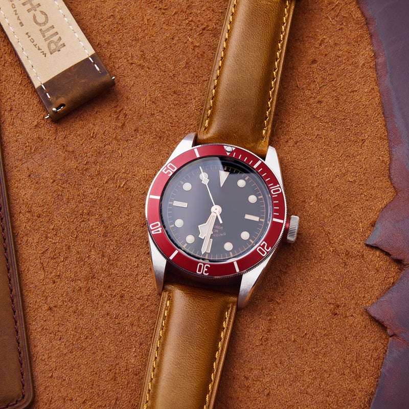 Ritche حزام ساعة ريتشي من الجلد الأصلي لساعات جالاكسي ووتش 6 كلاسيك أوميغا × سواتش مونسواتش 20 مم كلاسيكي عتيق بحزام جلد سريع الإطلاق (بني توفي) ، هدايا الفيل الأبيض ، هدايا ملء الجوارب للرجال - Image 2