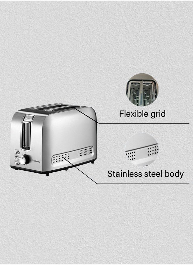 Homey - Homey Toaster 2 Slice, Stainless Steel Bread Toasters, 7-Shade Settings,Reheat,Defrost,Cancel Function, with Removal Crumb Tray - Image 1