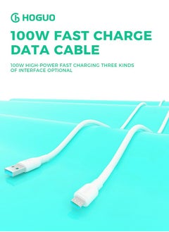 HOGUO 1 Meter USB Micro Output 100W Data Sync Quick Charging Cable White  - Image 2