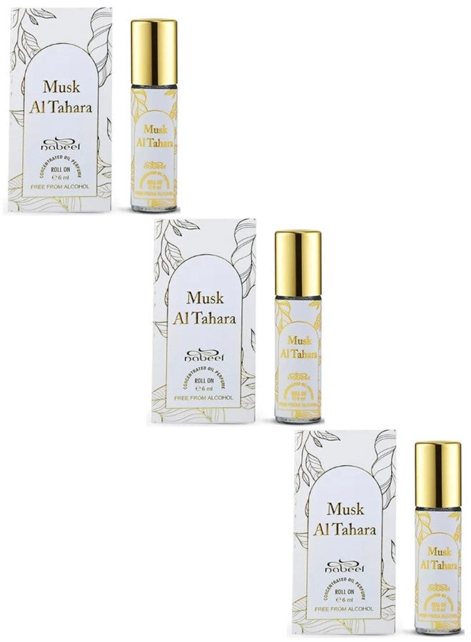 Nabeel 3 Pcs Nabeel Musk Al Tahara Pure White Musk Roll On Perfume Oil 6 ML Clean Intimate and Long-Lasting Elegance - Image 1