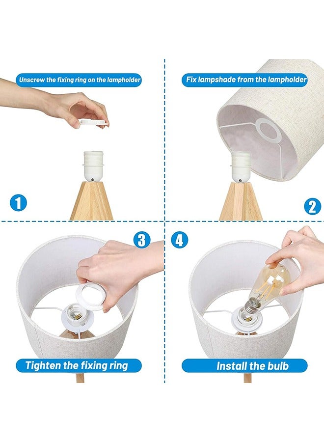 جارلو مصباح الطاولة الخشبية بجانب السرير, مصباح مكتب ثلاثي الأقدام مع مظلة الكتان البيج, مفتاح على إيقاف, مصابيح المكتب للقراءة, غرفة النوم, غرفة المعيشة, الدراسة, المكتب - Image 5