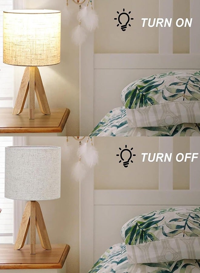 جارلو مصباح الطاولة الخشبية بجانب السرير, مصباح مكتب ثلاثي الأقدام مع مظلة الكتان البيج, مفتاح على إيقاف, مصابيح المكتب للقراءة, غرفة النوم, غرفة المعيشة, الدراسة, المكتب - Image 2