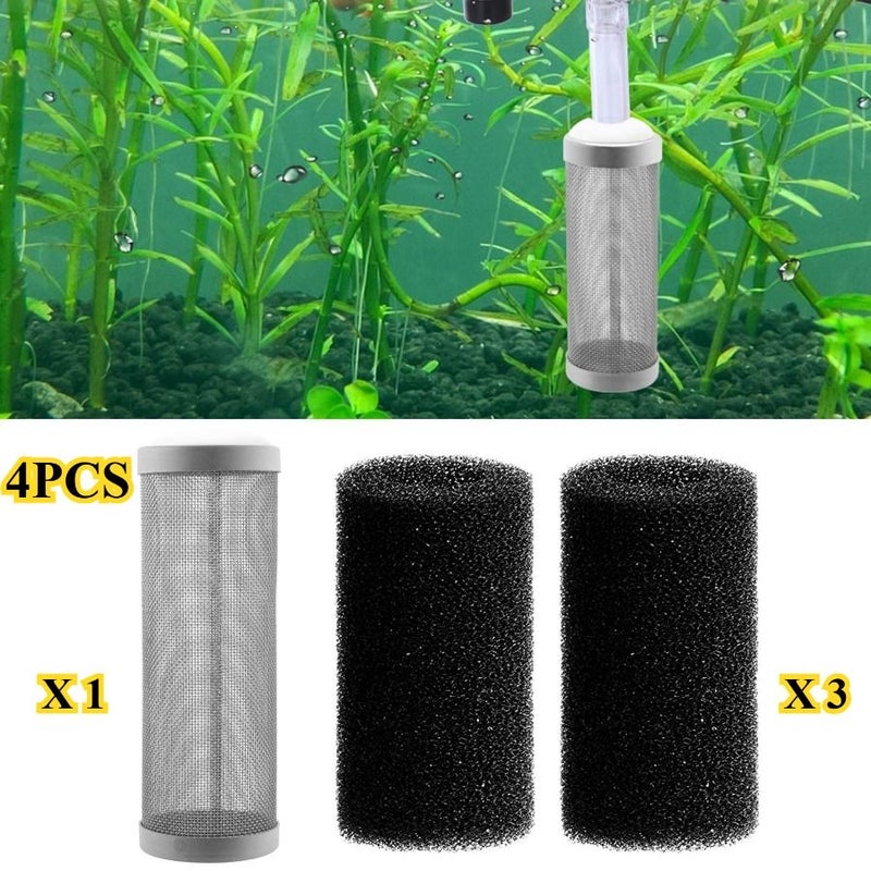 4pcs Stainless Steel Aquarium Filter Intake Guard Set Fish Tank Shrimp Protection Prefilter Sponge - Image 1