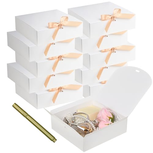 WLUSEAXI 12Pack Small Gift BoxesWhite Square Gift Box with Metal Pen for Candy Chocolate WeddingBirthday Baby Shower65652 Inch - Image 1