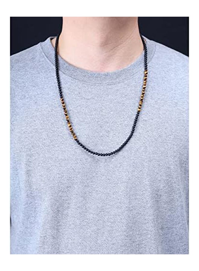 Onyx Tiger Eye Stone Beaded Strand Necklace - Image 2