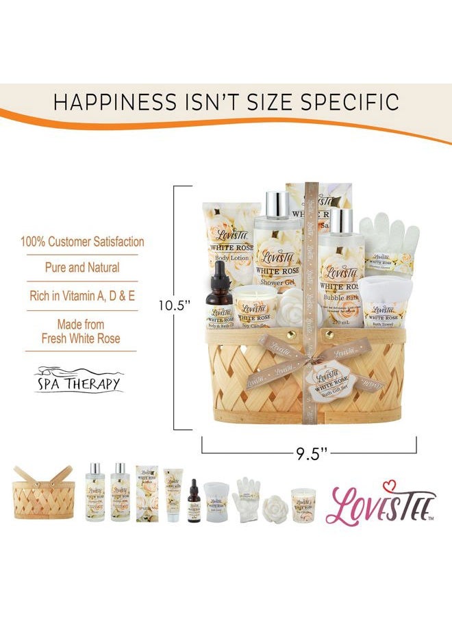 Lovestee - Mother's Day Bath & Body Spa Gift Basket for Women, Best Gift for Mother's Day & Birthday, White Rose Set Body Lotion, Shower Gel, Bubble Bath, Bath Salt, Towel, Soap, Oil, Candle, Gloves, - Image 1