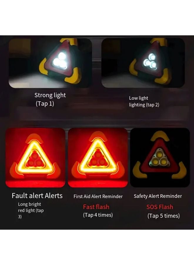 Solar Powered Triangular Emergency Warning Light With High Brightness COB Flashlight - Image 5