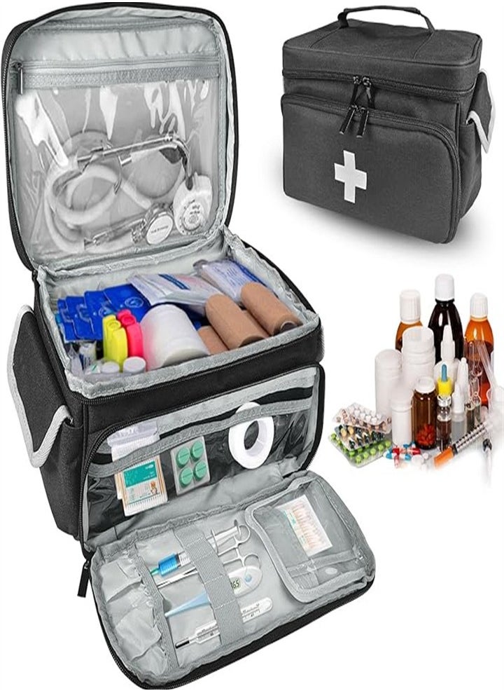 Generic Large capacity medicine box, layered home first aid kit, portable fabric storage bag, waterproof large size, home travel medicine bag  - Image 1