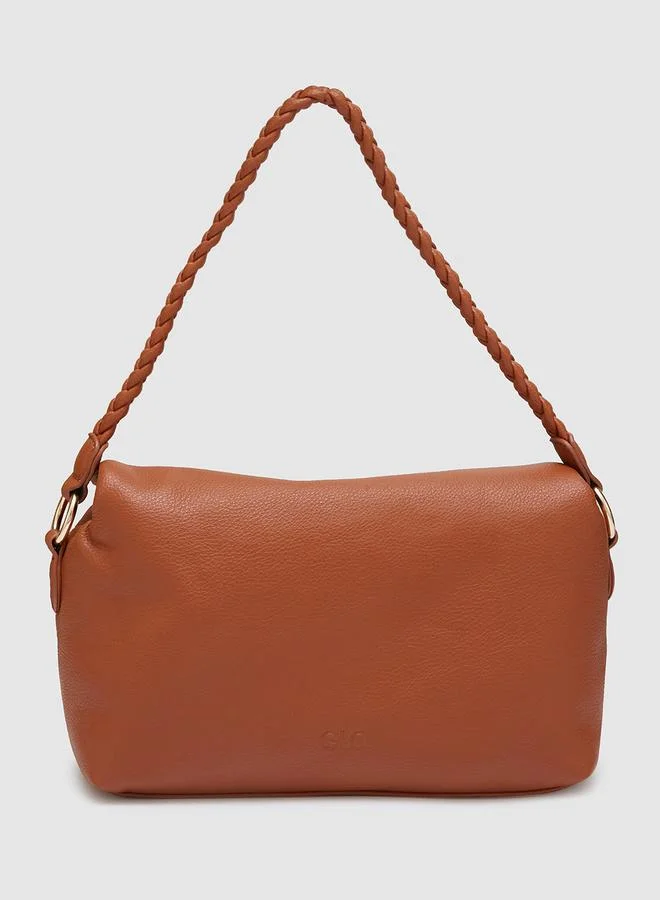 globus Tan Solid Breaded Strap Handbag