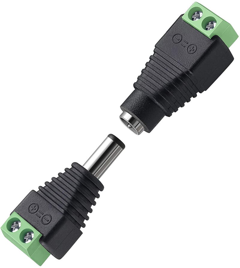FEDUS 2 Pairs DC Power Jack Plug Adapter Connector,12V, 24V Male +Female 2.1 X 5.5MM Connector Terminal Barrel for CCTV Camera/Led Strip Light,DVR,Car Rearview Monitor System - Image 1