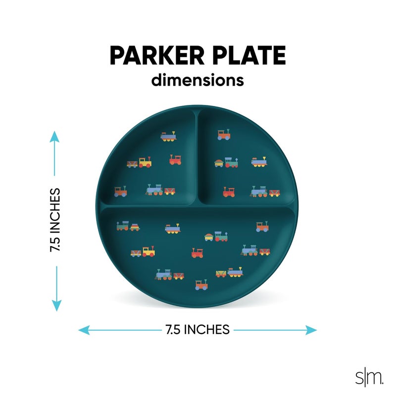 Simple Modern Silicone Plate for Baby and Toddler | Divided and Microwave Safe Plates for Kids | Parker Collection | Gray Triangles - Image 2