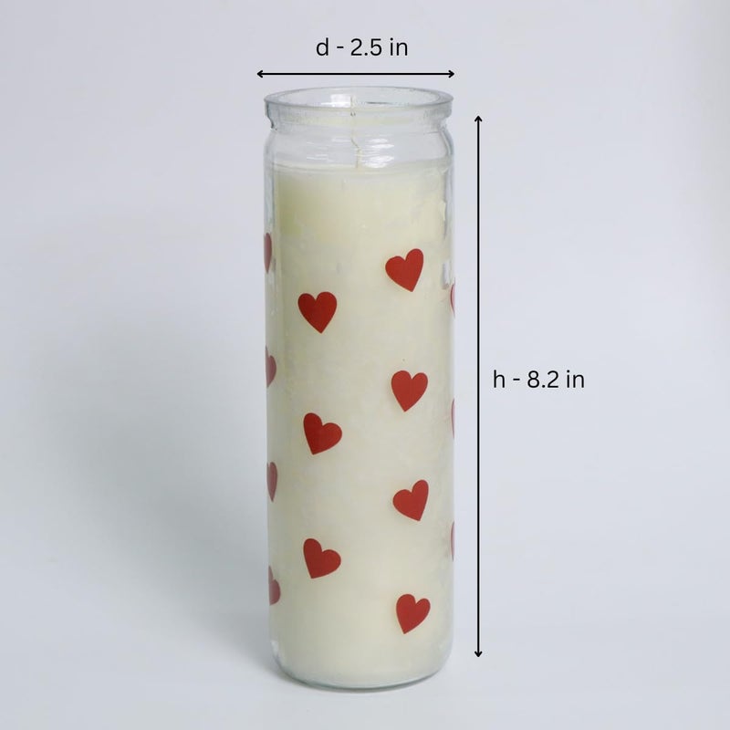 TOHAFHA Tohafha Long Glass Jar Candle with Heart Sticker White Color - Image 2