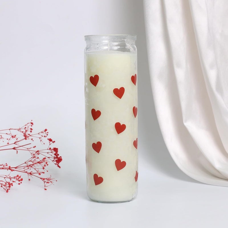 TOHAFHA Tohafha Long Glass Jar Candle with Heart Sticker White Color - Image 4