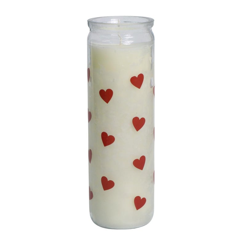 TOHAFHA Tohafha Long Glass Jar Candle with Heart Sticker White Color - Image 1