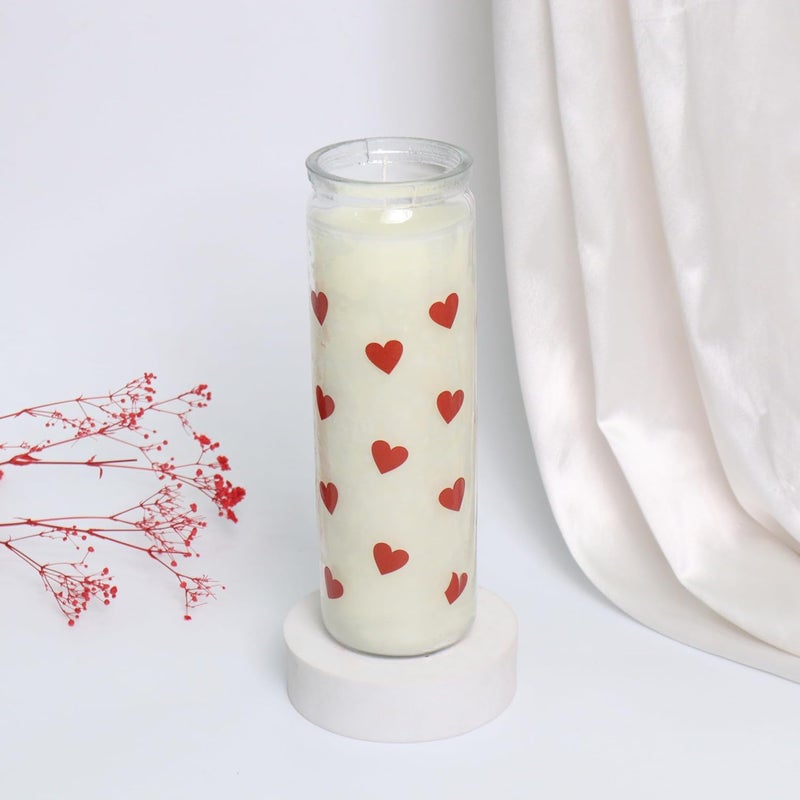 TOHAFHA Tohafha Long Glass Jar Candle with Heart Sticker White Color - Image 5