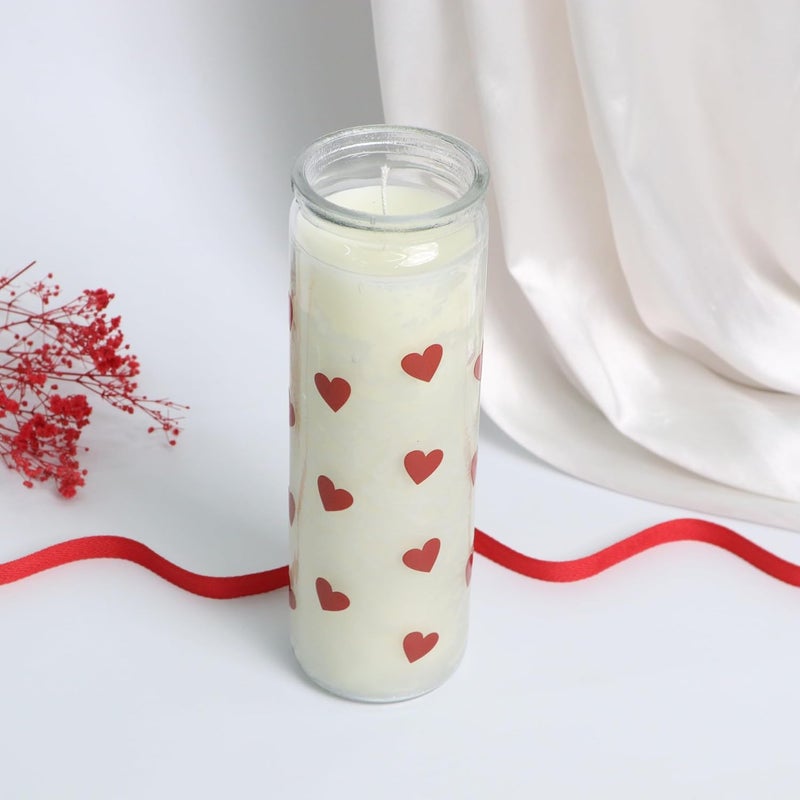 TOHAFHA Tohafha Long Glass Jar Candle with Heart Sticker White Color - Image 3