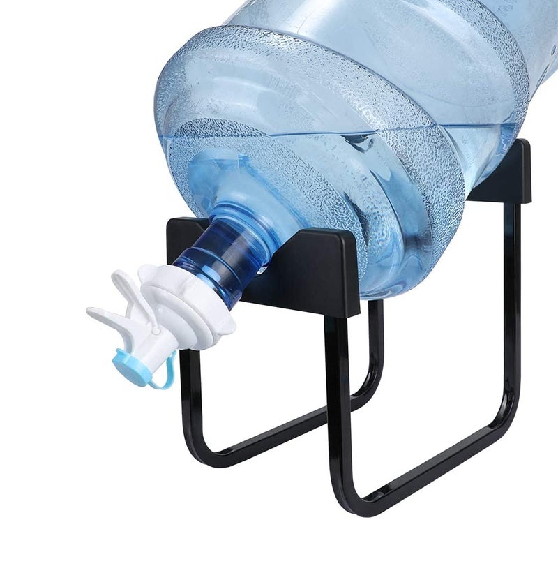 Metal 5 Gallon Water Jug Stand Dispenser with 2.15 Inch Dustproof Valve,Non-Slip Drinking Water Cooler Rack with Reusable Spout