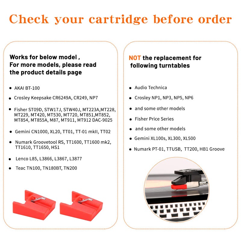 banpa Record Player Needle for ION ICT04RS - ION LPDock, LP2CD, LP2Flash, IProfile, Profile Flash, Profile Pro, Profile Lp and TTUSB05 (Pack of 2) - Image 2