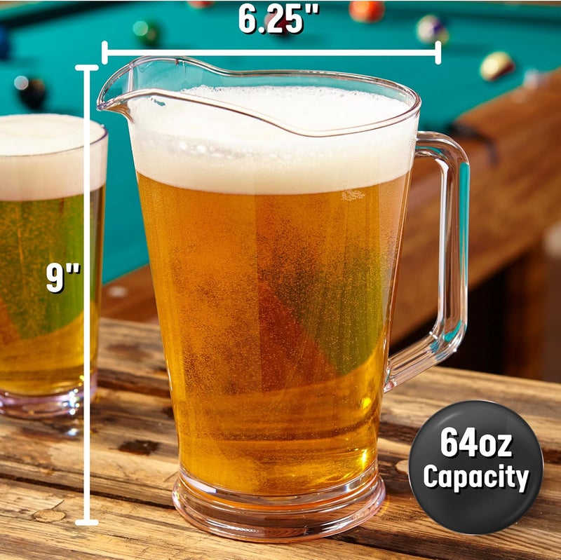 US Acrylic 64oz Bistro Clear Pitcher | Set of 2 Beer Pitchers | Reusable, BPA-free, Made in the USA, Indoor and Outdoor Pitcher Set for Water, Lemonade, Juice, Soda Pop, and Beer - Image 5