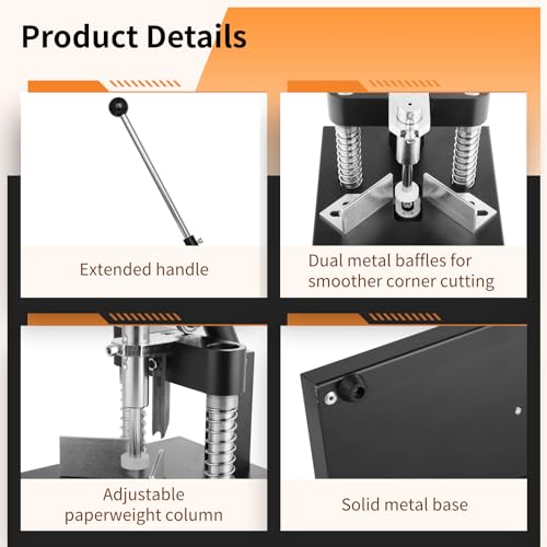 Lnrueg Corner Rounder, Paper Punch Cutter, Hand-Operated Corner Rounding Machine with R6mm and R10mm Dies, Industrial Heavy Duty Paper Cutting Tool for Laminate - Image 4