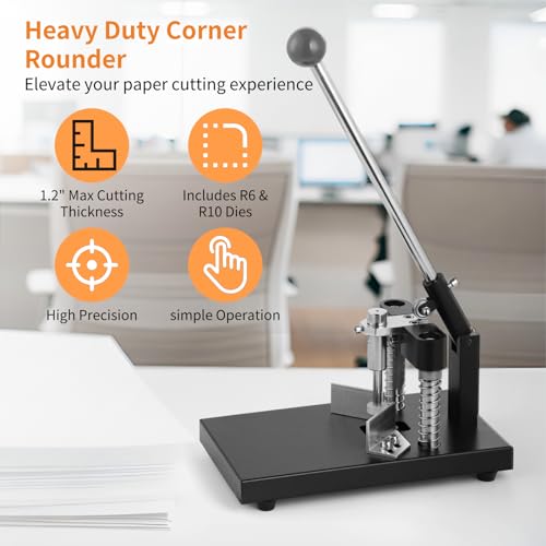 Lnrueg Corner Rounder, Paper Punch Cutter, Hand-Operated Corner Rounding Machine with R6mm and R10mm Dies, Industrial Heavy Duty Paper Cutting Tool for Laminate - Image 5