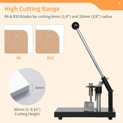 Lnrueg Corner Rounder, Paper Punch Cutter, Hand-Operated Corner Rounding Machine with R6mm and R10mm Dies, Industrial Heavy Duty Paper Cutting Tool for Laminate - Image 3