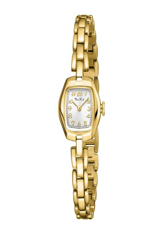 Diaofendi Small Gold Women's Watch,Stainless Steel Band Vintage Ladies Womens Gold Watch Luxury Bracelet Tools Included,Water Resistant, Gold-white Surface, Classic - Image 1
