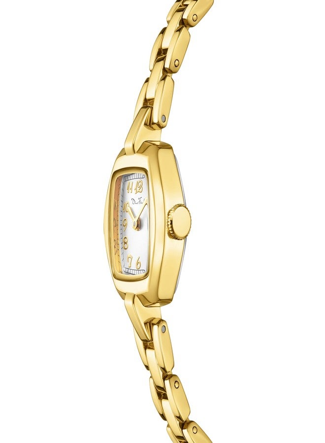 Diaofendi Small Gold Women's Watch,Stainless Steel Band Vintage Ladies Womens Gold Watch Luxury Bracelet Tools Included,Water Resistant, Gold-white Surface, Classic - Image 2